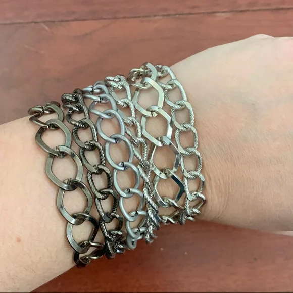 Chico's Jewelry Chicos Wide Multistrand Gunmetal Silver Tone